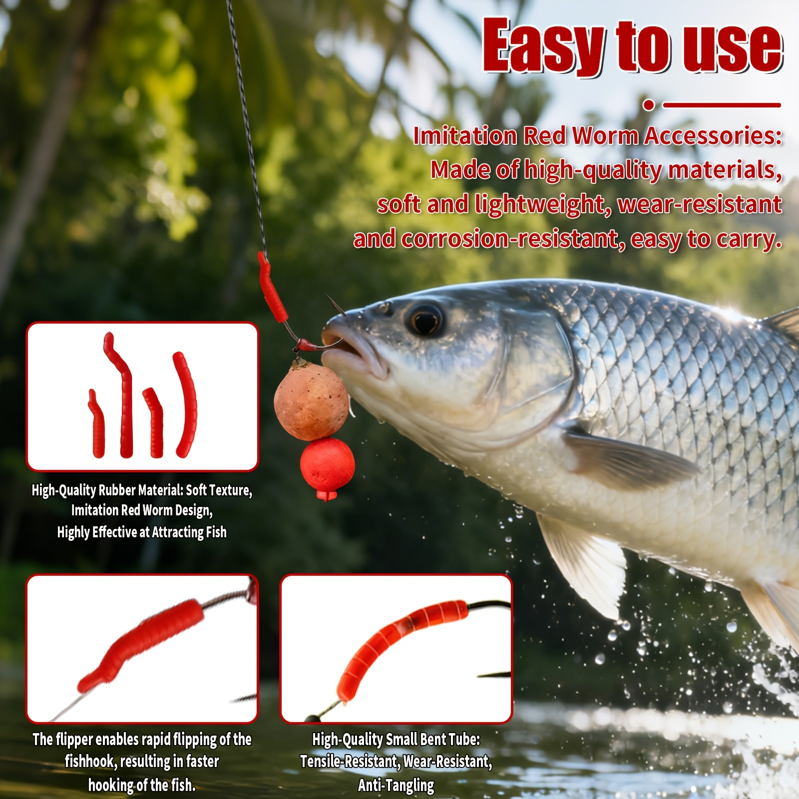 Red Artificial Bloodworm Hook  - Aglaonema Red incelemesi ve fiyatı