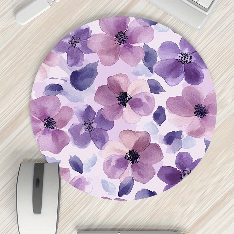 1pc Purple Floral Round Mouse  - Tradescantia Purple incelemesi ve fiyatı