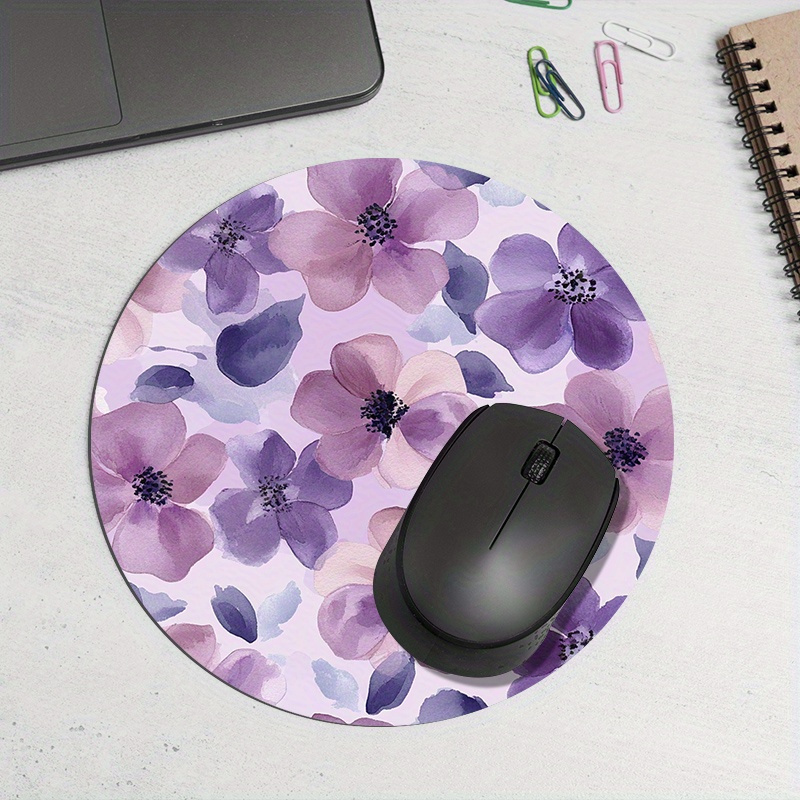 1pc Purple Floral Round Mouse  - Tradescantia Purple incelemesi ve fiyatı