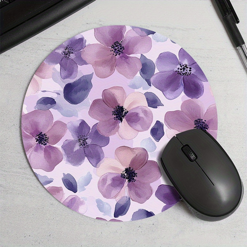 1pc Purple Floral Round Mouse  - Tradescantia Purple incelemesi ve fiyatı