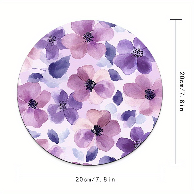 1pc Purple Floral Round Mouse  - Tradescantia Purple incelemesi ve fiyatı