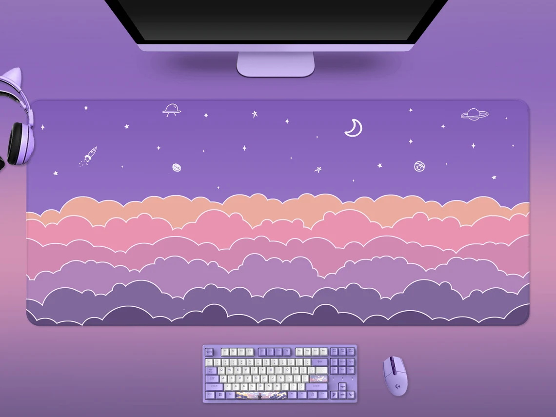 Kawaii Deskmat purple Cute Mou - Tradescantia Purple incelemesi ve fiyatı