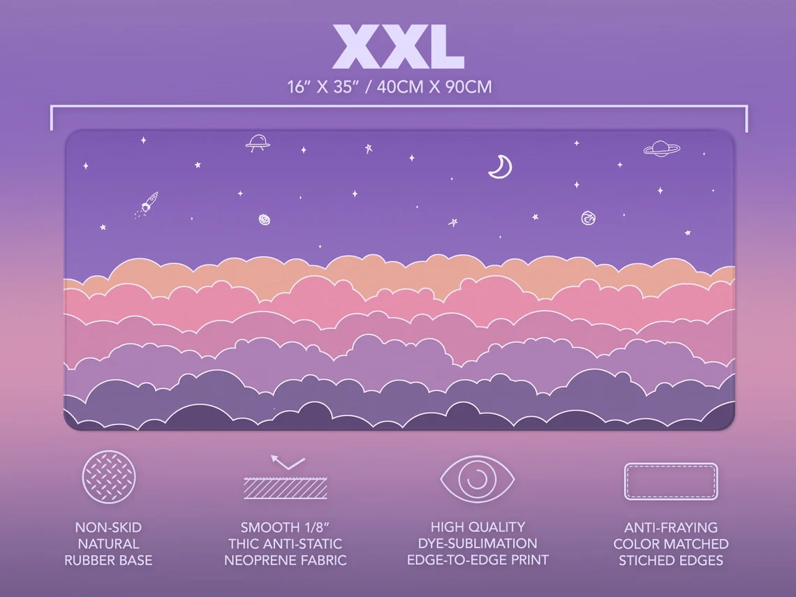 Kawaii Deskmat purple Cute Mou - Tradescantia Purple incelemesi ve fiyatı