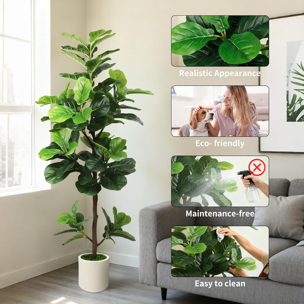 5-Foot Artificial Fiddle Leaf  - Ficus Lyrata Tree incelemesi ve fiyatı