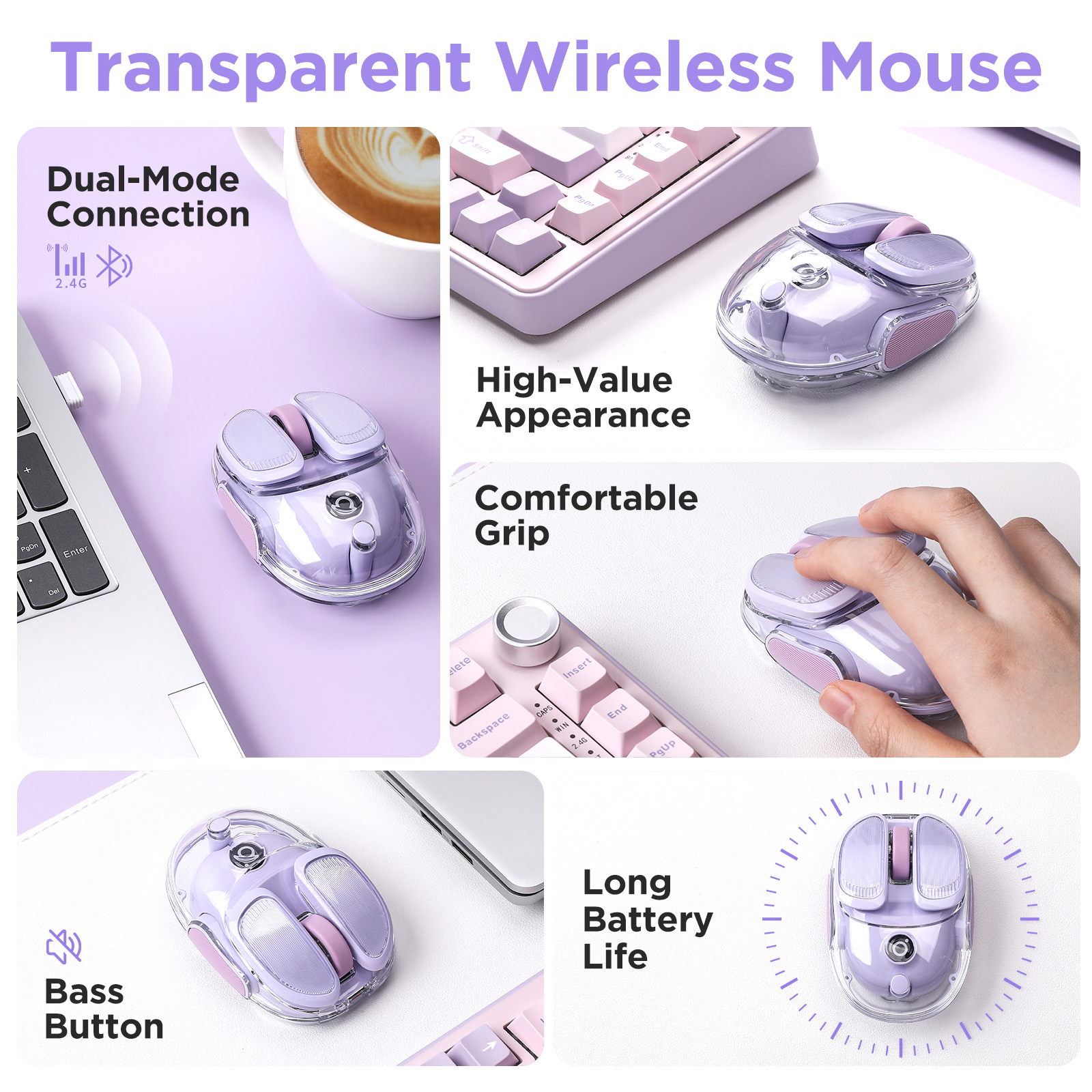 EWEADN Q9 Purple Wireless RGB  - Tradescantia Purple incelemesi ve fiyatı