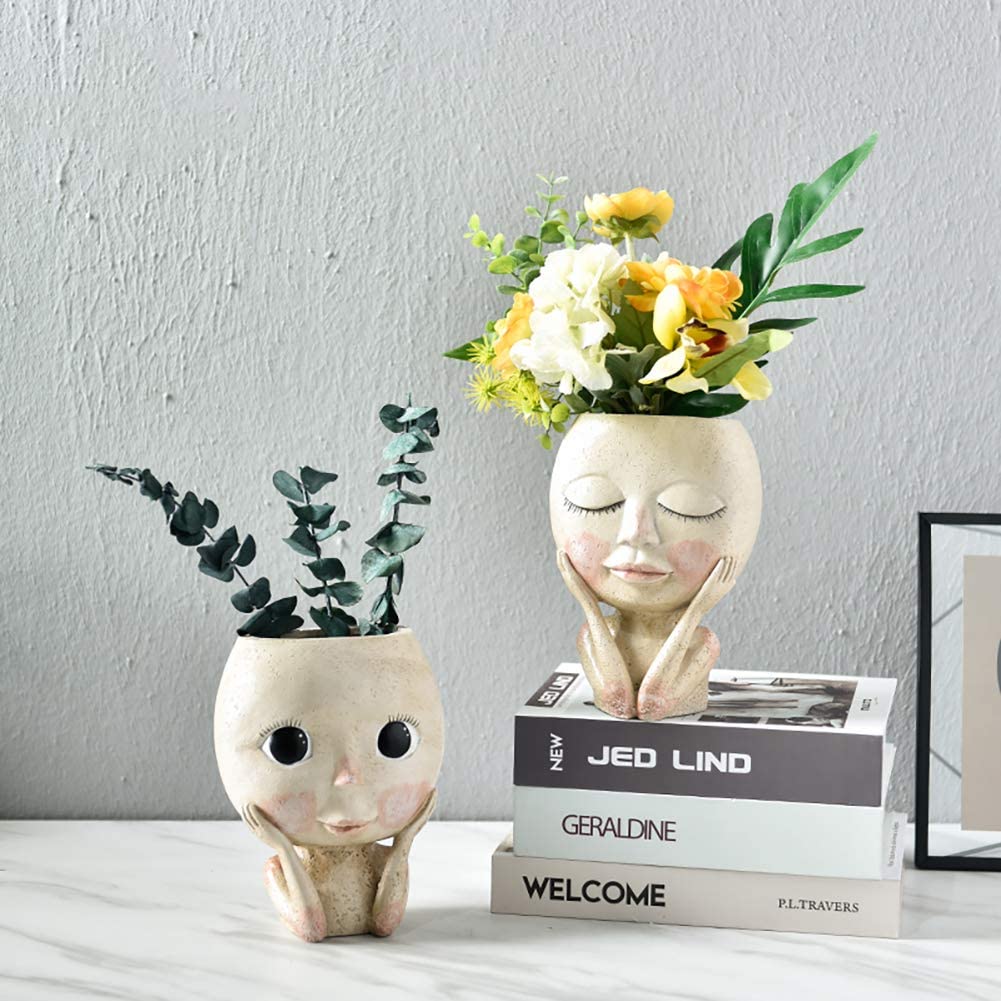Girls Face Head Flower Planter - Echeveria Succulent incelemesi ve fiyatı